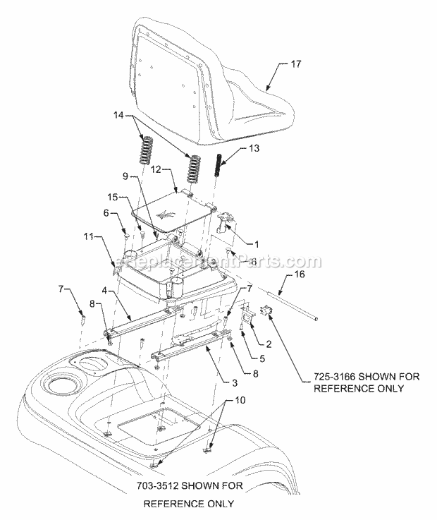 Seat Assembly Diagram and Parts List for 3204 14A-641-100 Cub Cadet Lawn Tractor